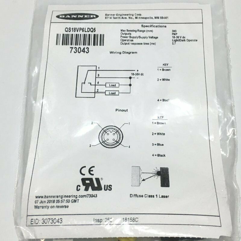 1PC NEW BANNER Laser sensor QS18VP6LDQ5 FREE SHIPPING #YP1