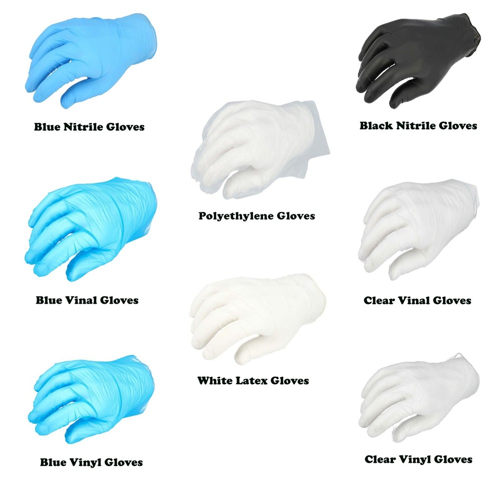 Available in Nitrile/Vinyl/Latex/Vinal/Polyethylene Non-Exam Powder Free Gloves