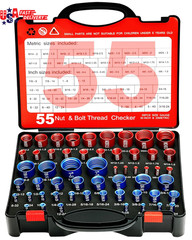 55Pcs Nut and Bolt Thread Checker 25 Metric + 30 SAE Inch Thread Gauge Set, Deta