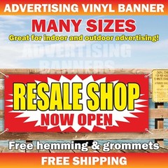 RESALE SHOP NOW OPEN Advertising Banner Vinyl Mesh Sign Custom Business Name