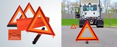 Deflecto Brand Made in USA Emergency Warning Triangle Kit with 3 Warnings – Red