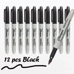 12pcs Black Permanent Marker Pens Fine Tip Waterproof Quick Dry Ink**
