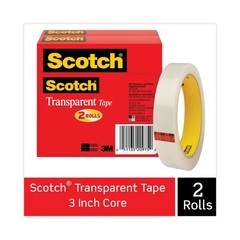 Scotch 6002P3472 0.75 in. x 72 yds. 3 in. Core Transparent Tape (2/Pack) New