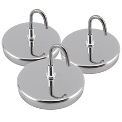 3 Pack Magnetic Handi-Hook, 20 Pounds, 2.04″ Diameter, Silver