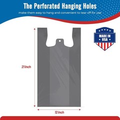 2000 Gray T-Shirt Bags 1/6 12″ x 6.5″ x 21″, Plastic Grocery Shopping Bags
