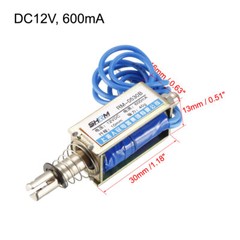 DC 12V 40g 10mm Push Pull Type Solenoid Electromagnet, Open Frame, Linear Motion