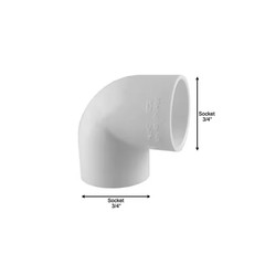 3/4 in. PVC Schedule. 40 90° S x S Elbow Fitting
