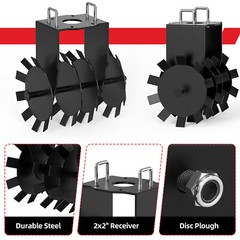 2 Pcs 15.7 in Wide Tow-Behind Disc Plow Harrow Attachment – Fits 2×2” Receiver