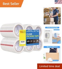 Clear BOPP Packing Tape – 18 Rolls, 2.8mil Thickness, Waterproof for Shipping