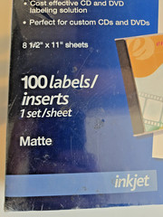 Office Depot Inkjet CD Labels Jewel Case Inserts White Matte 100 Count #915-670