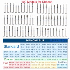 5pcs AZDENT Dental Diamond Burs for High Speed Handpiece Friction Grip