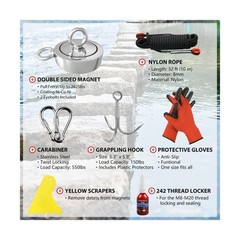 2625 lbs Fish Magnets Kit, Double Sided Magnet Fishing Kit with Rope, Super S…