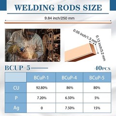 40 Sticks Brazing Rods AWS Bcup-5 15% Silver Solder Phos Copper Brazing Alloys