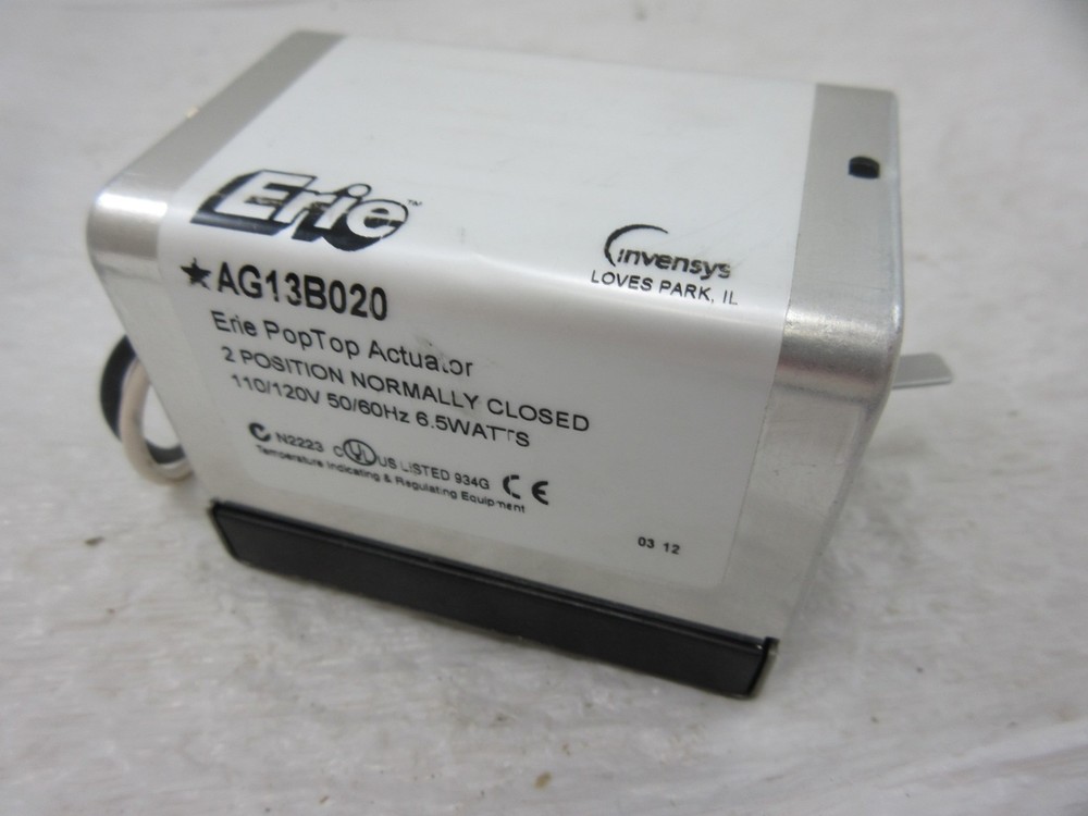 ERIE AG13B020 POPTOP *110/120V* ACTUATOR FOR 2 POSITION NORMALLY CLOSED VALVE