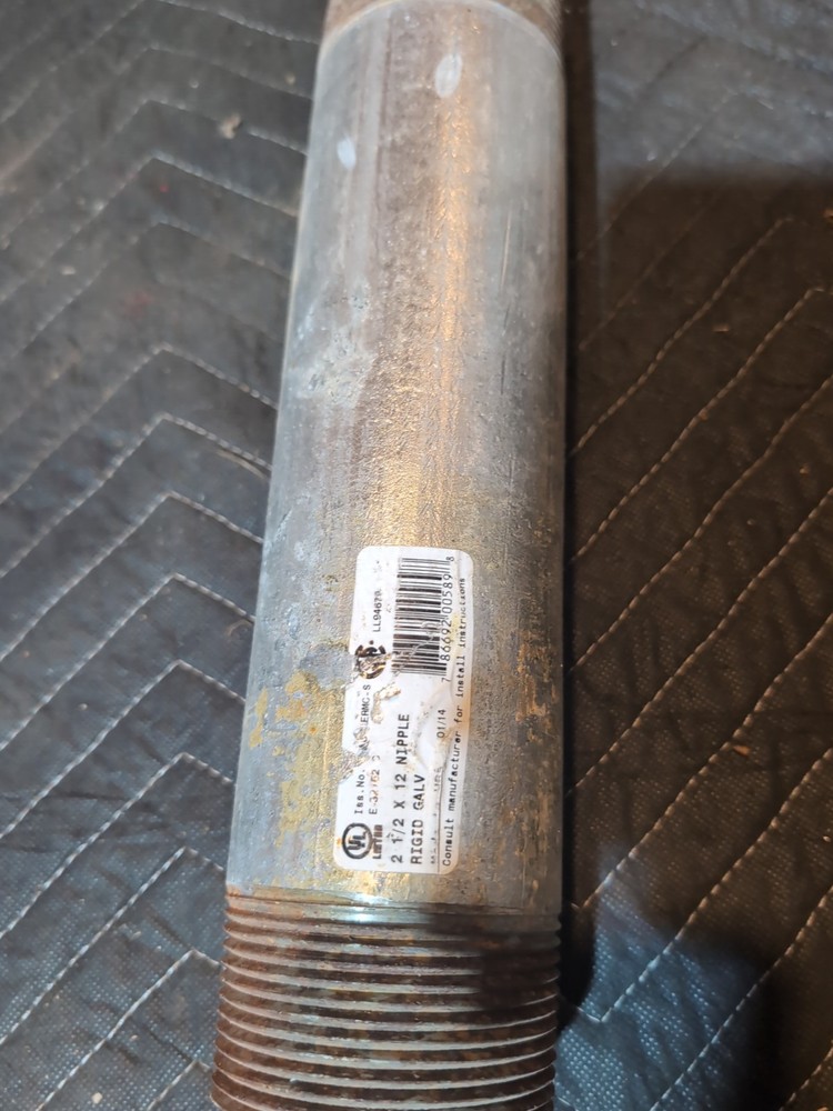2-1/2 inch x 12 inch Rigid/IMC Conduit Nipple Galvanized Steel