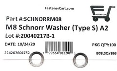 (100) M8 Stainless Steel Type S Safety Lock Washer – Schnorr style washer A2