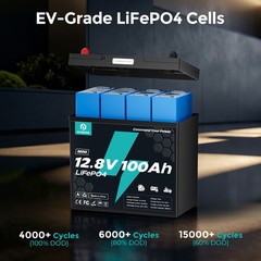 12V 100Ah LiFePO4 Lithium Battery Mini Deep Cycle for Solar RV Trolling Motor
