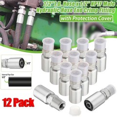 12Pack 1/2″ NPTF Hydraulic Hose End Fittings, 1/2″ I.D. Hose x 1/2″ NPTF Male A+