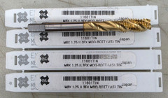 (4) OSG M8x 1.25 II 3FX MOD-BOTT (JIS) TIN (11601TIN) Spiral Flute Bit
