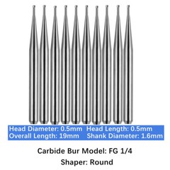 Vakker Dental Tungsten Carbide Burs for High Speed Handpiece FG 19mm
