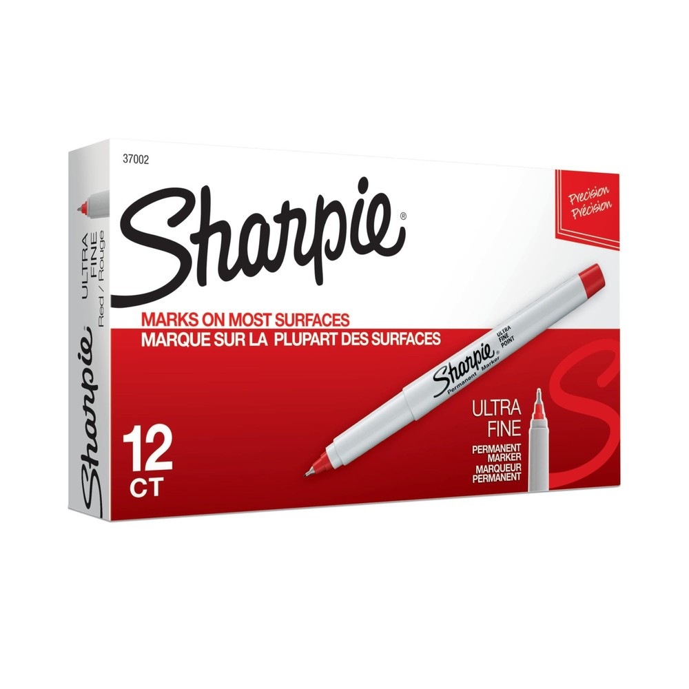 Sharpie Permanent Markers, Ultra Fine Point, Red, 12 Count – Home, Office,