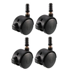 1.85″ Swivel Caster Wheels Grip Neck Stem Caster Black Wheel with Brake 4pcs