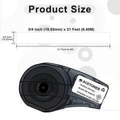 3/4 Inch M21750499 Nylon Label Tape Black On White Fits BMP21 M210 3 PCS