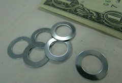 Lot 200 Thin Steel Shim Flat Washer .618″ OD x .392″ ID x .022 Thick Zinc Spacer