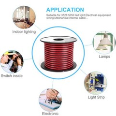 50FT 14/2 Gauge Red Black Cable Hookup Electrical Wire LED Strips Extension W…