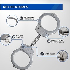 Police Magnum Stainless Steel Heavy Duty Handcuffs-Law enforcement security gear