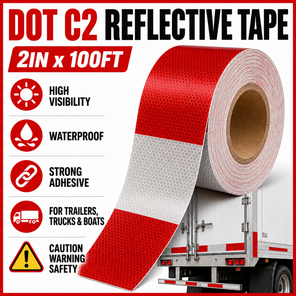 Conspicuity Tape DOT-C2 Approved Reflective Trailer Red White 2”x75’ -1 Roll