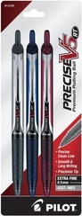 Pilot Precise V5 RT Extra Fine 0.5mm Rolling Ball Pens 3 Pack Black Blue Red 458