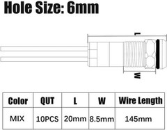 Gebildet 10pc 6mm 1/4″ 12-24VDC LED Metal Indicator Light Waterproof Signal Lamp