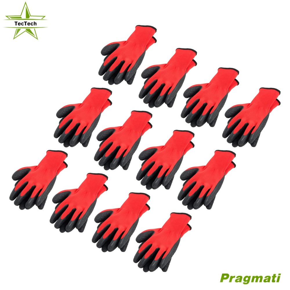 12 Pairs Pack Crinkle Latex Rubber Hand Coated Safety Work Gloves (M-Size)