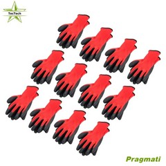 12 Pairs Pack Crinkle Latex Rubber Hand Coated Safety Work Gloves (M-Size)