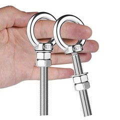 M10 Shoulder Eye Bolts 2.75″ X3/8″ Premium Stainless Steel with 2 Nuts and 1 …