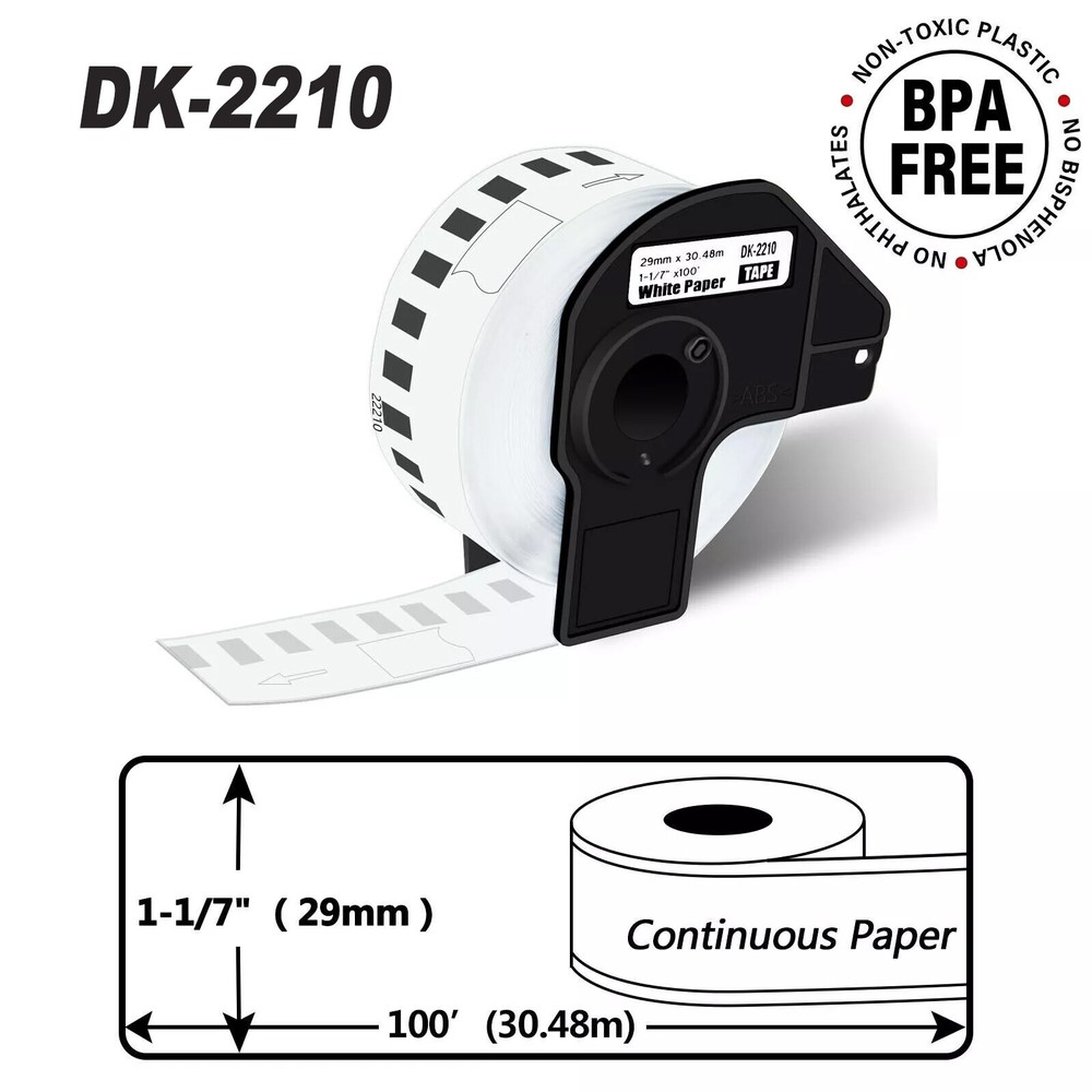 Compatible with Brother Labels DK-2205(62mm x 30.48m) DK-2210 DK-1241 DK-1201