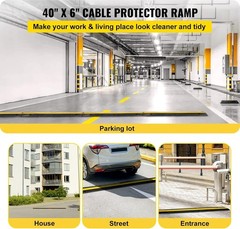 4 Pack of 1-Channel Rubber Cable Protector Ramps Heavy Duty 18000Lbs Load Cap…