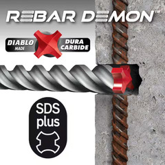 3/16 In. X 6 In. X 8 In. Rebar Demon Sds-Plus 4-Cutter Full Carbide Head Hammer