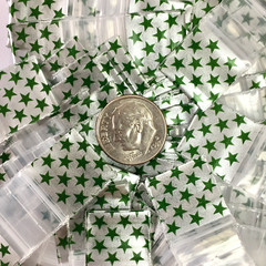 BaggiesSince1987- MINI ZipSeal DESIGNBAGS 1000PCS GREEN STAR SILVER, 👀Details🔽