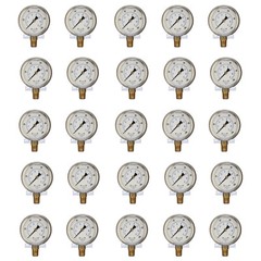 25 PACK LIQUID FILLED PRESSURE GAUGE 0-100 PSI, 2.5″ FACE, 1/4″ NPT LOWER MOUNT