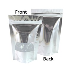 Multi-Size Silver Foil Mylar Glossy Stand Up Zip Lock Bag w/ Rectangle Window