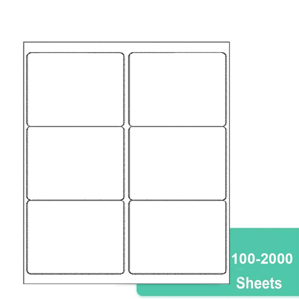 3-1/3″ x 4″ Sticker Labels Shipping Address Labels 6 UP for Laser/InkJet Printer
