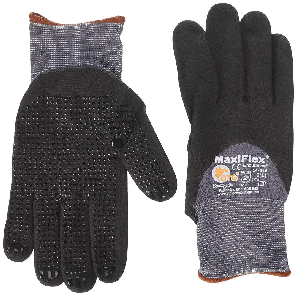 Atg 34845/m Maxiflex Endurance Nylon Microfoam Nitrile 3/4 Gr Gloves Black/gray
