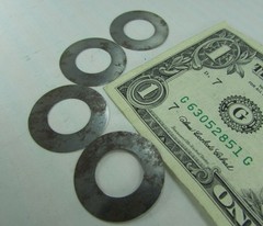 Lot 100 Thin Steel Flat Shim Washers .555″ ID x 1.033″ OD x .008″ Thick, RUSTY