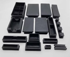 Rectangular Plastic End Caps Tube Inserts Blanking Ribbed Rectangle Plugs Black