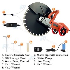 3200W Electric Power Disc Cutter Circular Demo Saw For Wet/Dry Concrete Guide Ro