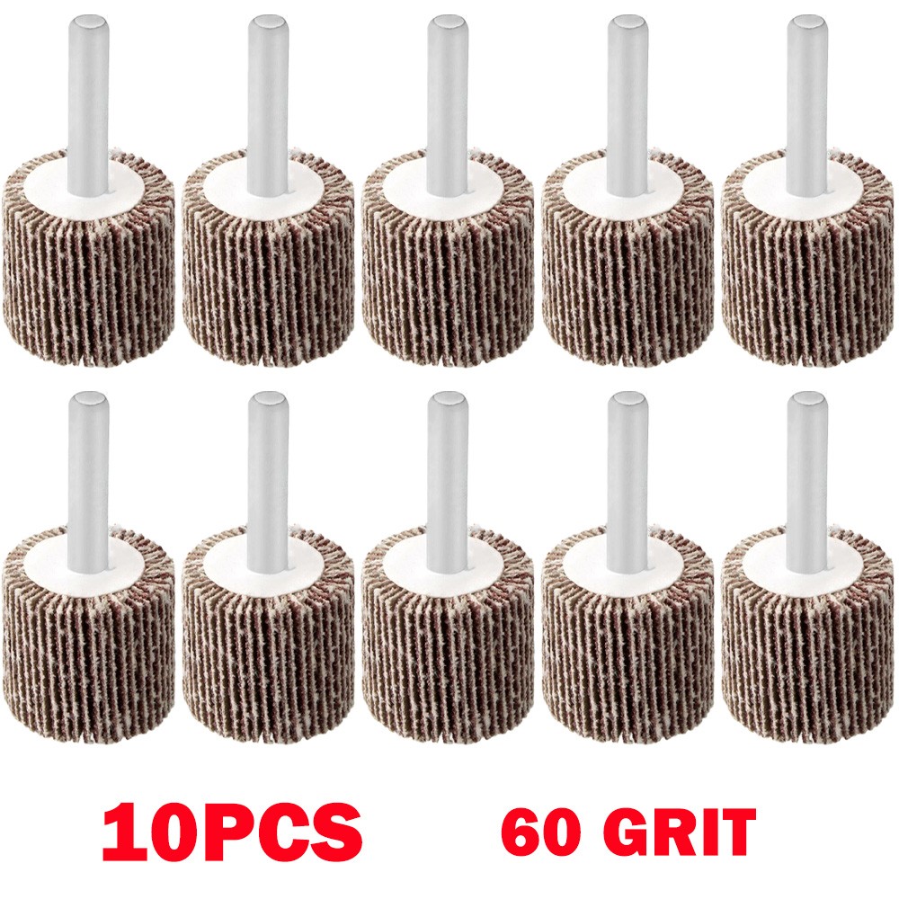10Pcs 60 Grit Drill Flap Wheel Sander 1x1x1/4″ Flapper Sanding Grinding NEW