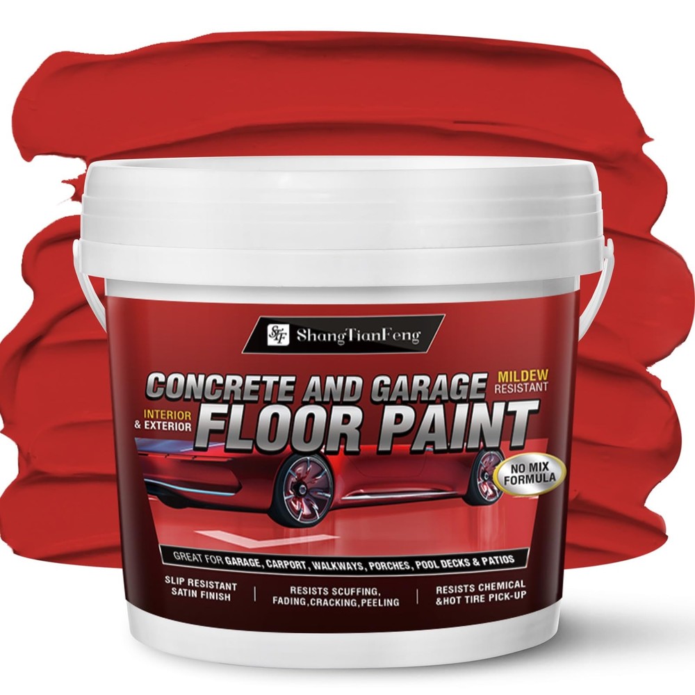 Professional Epoxy Floor Paint Kit (1 Gallon) -Red 128 Fl Oz (Pack of 1), red