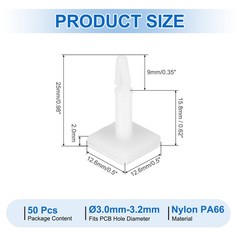 50Pcs Adhesive PCB Spacer Support Height 0.62″ Fits PCB Hole Dia 3mm to 3.2mm